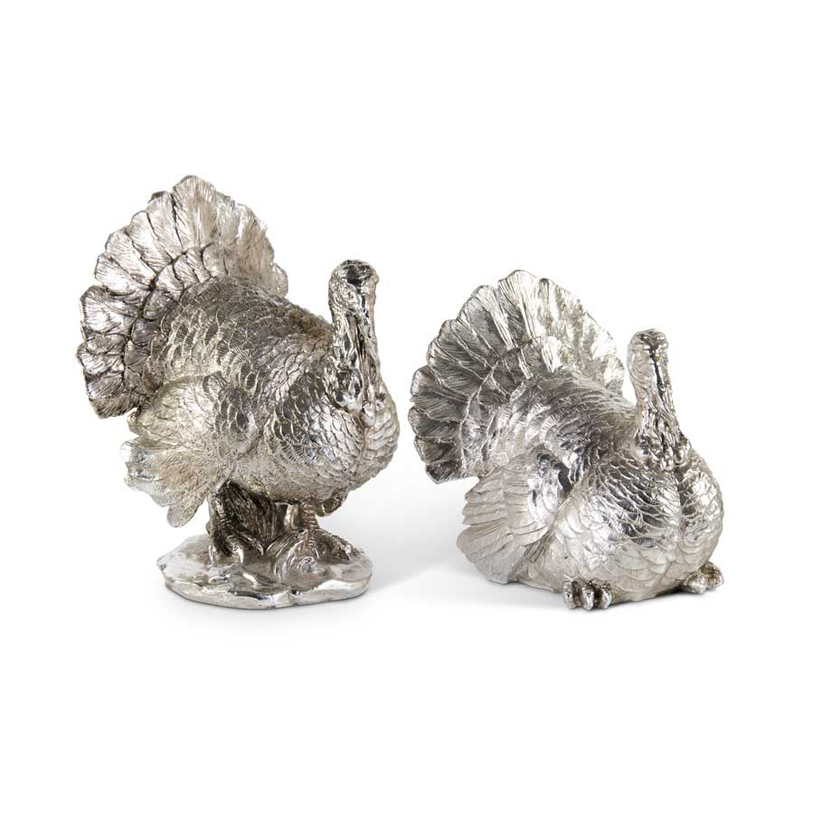 Antique Silver Plated Sitting Turkeys-HOME/GIFTWARE-Kevin's Fine Outdoor Gear & Apparel