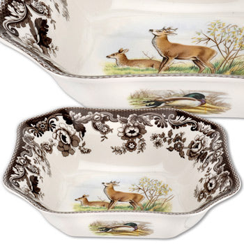 Spode Woodland Square Serving Bowl - Deer 9.5"