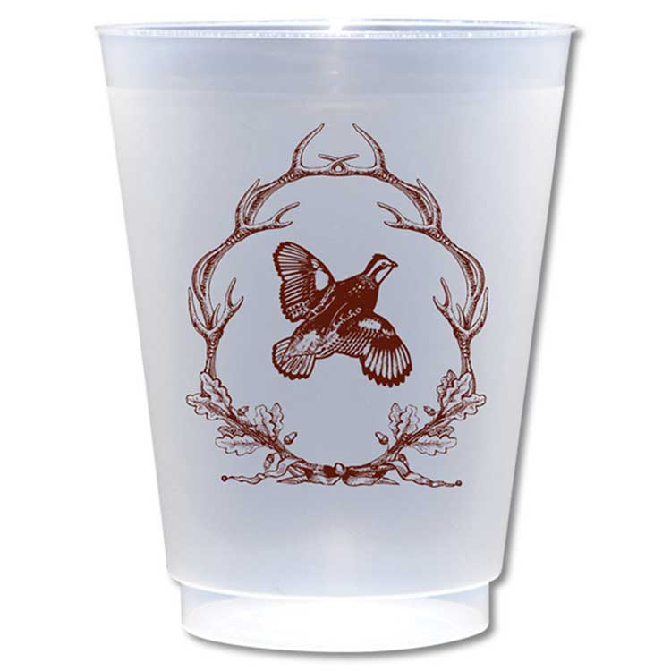Kevin's Custom 16 oz Frosted Shatter Proof Cups (8 Pack)-HOME/GIFTWARE-Alexa Pulitzer-QUAIL WREATHE-Kevin's Fine Outdoor Gear & Apparel