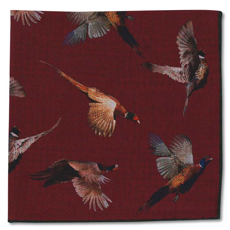 Kevin's Finest Game Birds Pocket Square-HOME/GIFTWARE-VII FOLD-WINE-Kevin's Fine Outdoor Gear & Apparel