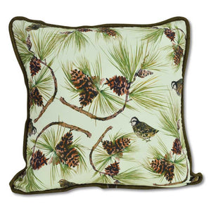 Kevin's Longleaf Pine & Bobwhite Quail Trimmed Pillow Cover w/ Zipper