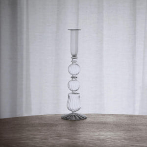 Beatriz Ball Glass Cambridge Emma 10.5" Candlestick Holder Set of 2-Home/Giftware-CLEAR-Kevin's Fine Outdoor Gear & Apparel
