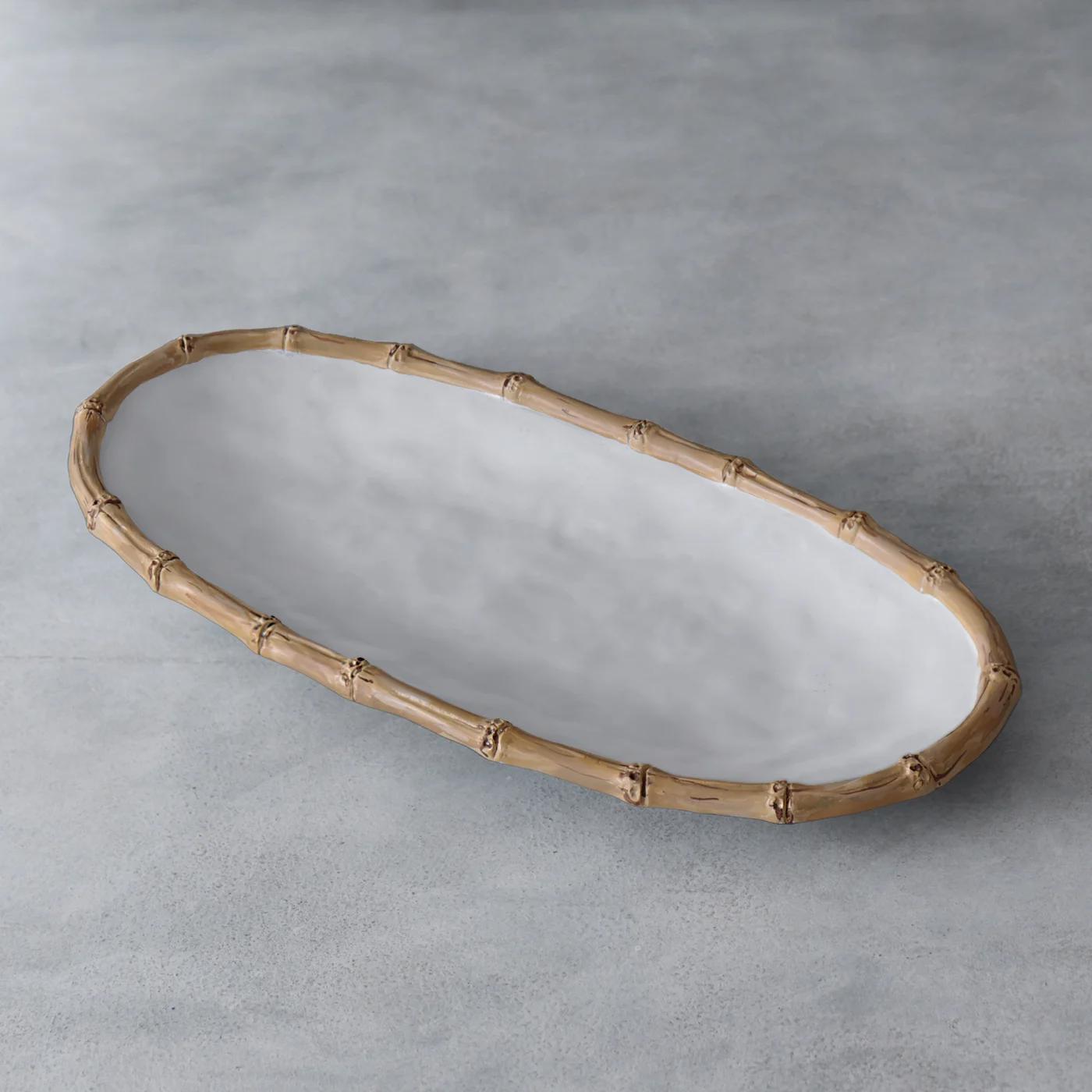 Beatriz Ball Vida Bamboo Oval Platter-Home/Giftware-WHITE AND NATURAL-M-Kevin's Fine Outdoor Gear & Apparel