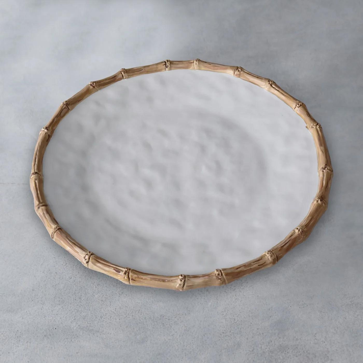 Beatriz Ball Vida Bamboo Round Platter-Home/Giftware-WHITE AND NATURAL-Kevin's Fine Outdoor Gear & Apparel