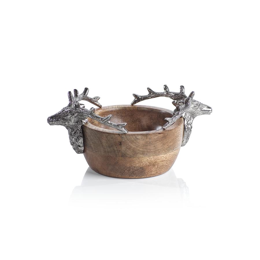 Stag Head Wooden Bowl