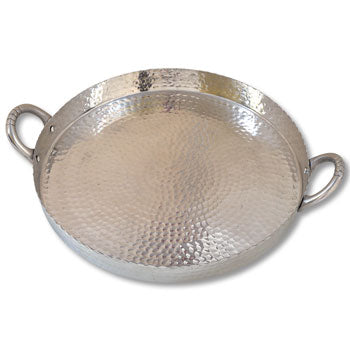 Hammered Round Scalloped Tray 21"