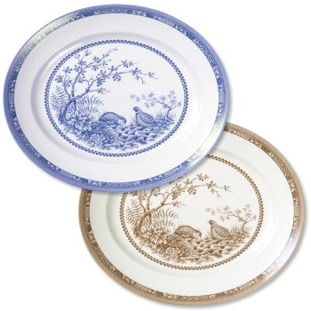 Blue & Brown Quail China 12" Oval Platter