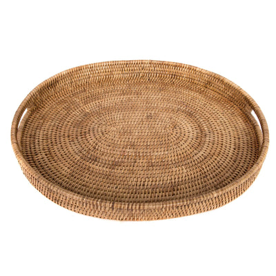 Wicker Oval Ottoman Tray with Cutout Handles-Home/Giftware-18" x 15" x 2-Kevin's Fine Outdoor Gear & Apparel