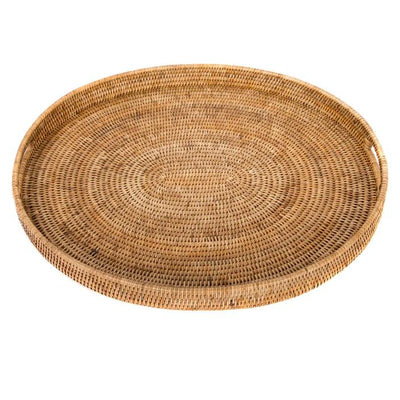 Wicker Oval Ottoman Tray with Cutout Handles-Home/Giftware-23" x 20" x 2"-Kevin's Fine Outdoor Gear & Apparel