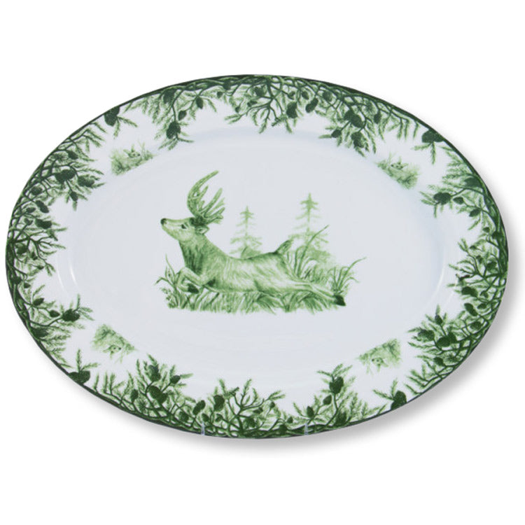 Green Deer Large Oval Platter