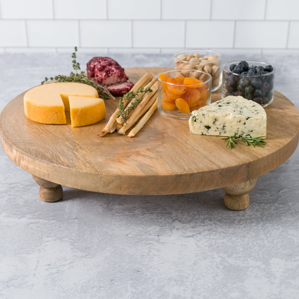 Mango Wood 16" Farmhouse Round Footed Serving Board-Home/Giftware-ONE SIZE-Kevin's Fine Outdoor Gear & Apparel
