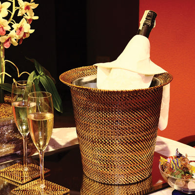Wicker Wine & Champagne Holder with Galvanized Bucket