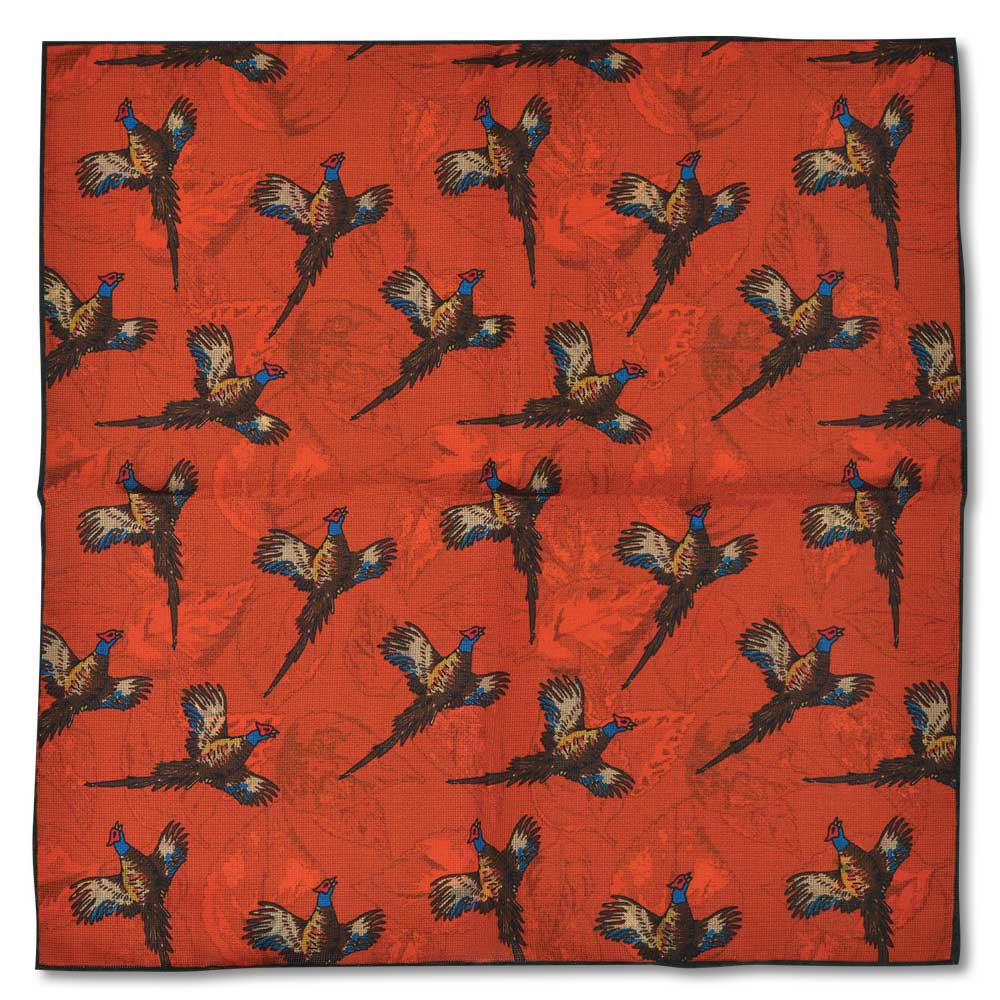 Kevin's Finest 100% Silk Pheasant Pocket Square-MENS CLOTHING-ORANGE-Kevin's Fine Outdoor Gear & Apparel