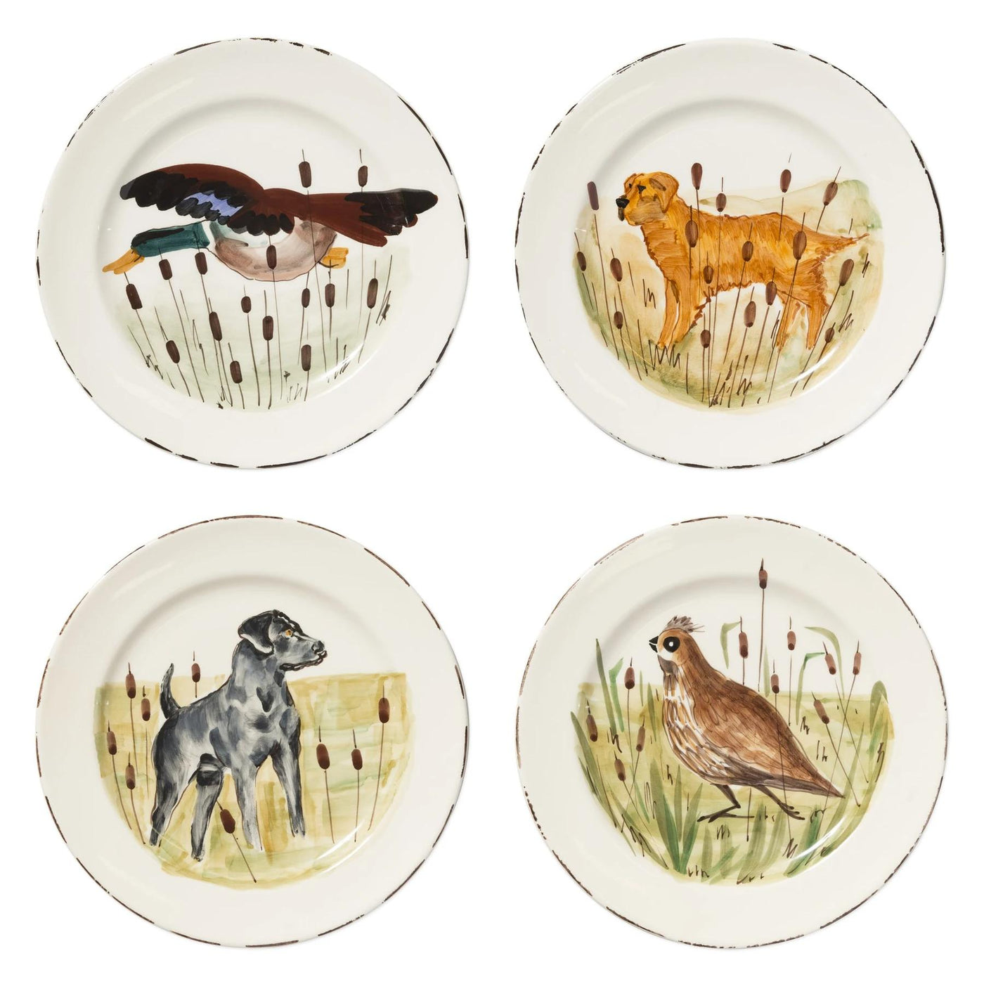 Vietri Wildlife Dinner Plate-HOME/GIFTWARE-BLACK HUNTING DOG-Kevin's Fine Outdoor Gear & Apparel