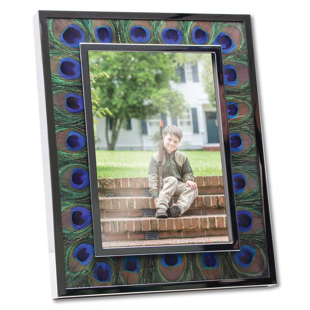 Peacock Green Feather and Silver Frame-HOME/GIFTWARE-Kevin's Fine Outdoor Gear & Apparel