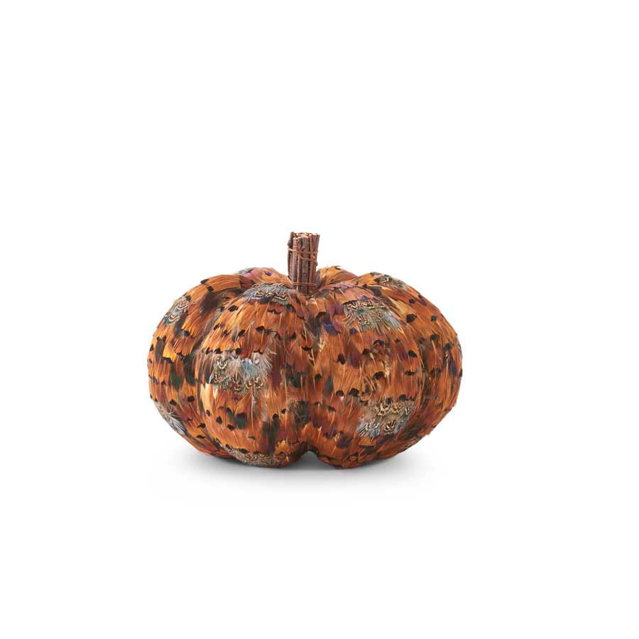 ORANGE AND BROWN FEATHER PUMPKINS-6.5 INCH-Kevin's Fine Outdoor Gear & Apparel