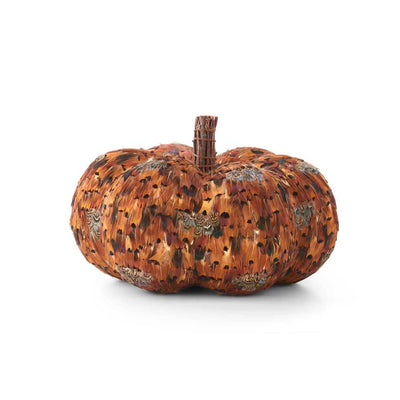 ORANGE AND BROWN FEATHER PUMPKINS-8 INCH-Kevin's Fine Outdoor Gear & Apparel