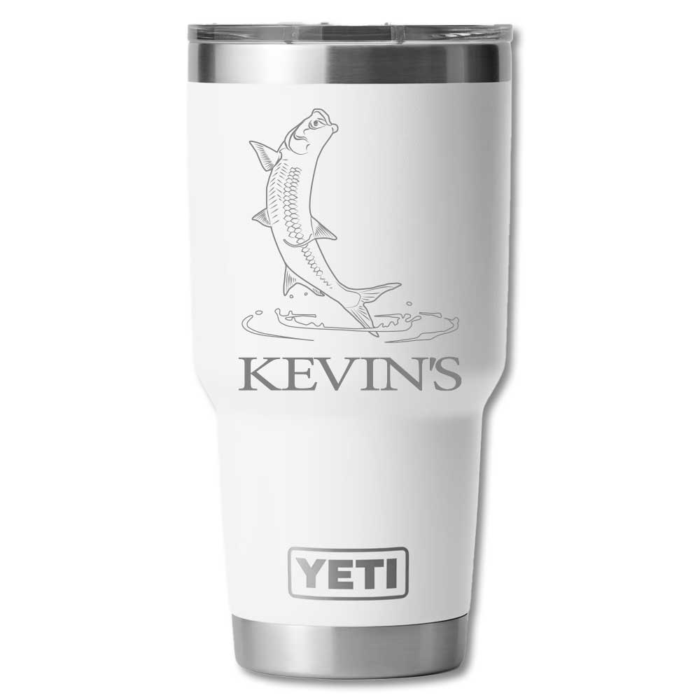 Kevin's Custom Yeti Ramblers-Hunting/Outdoors-Jumping Tarpon-White-30 oz-Kevin's Fine Outdoor Gear & Apparel