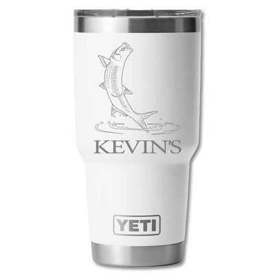 Kevin's Custom Yeti Ramblers-Hunting/Outdoors-Jumping Tarpon-White-30 oz-Kevin's Fine Outdoor Gear & Apparel