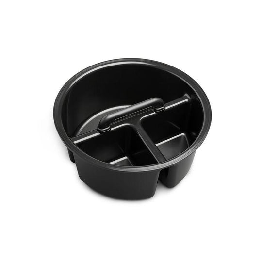 Black YETI Loadout 3-compartment bucket caddy with a retractable handle and durable, impact-resistant plastic design.