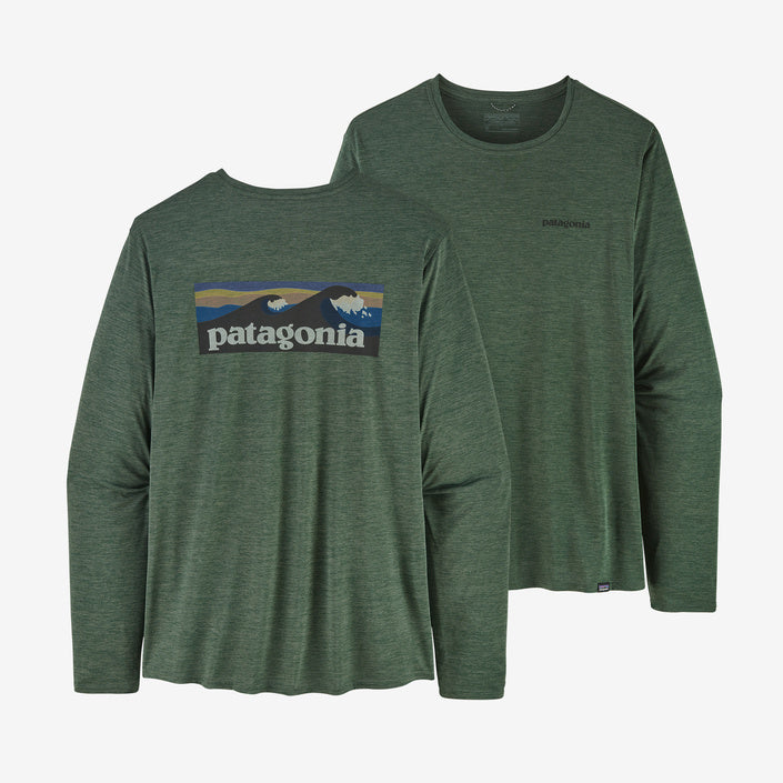 Patagonia Men's L/S Cap Cool Daily Graphic Shirt-Men's Accessories-Boardshort Logo: Pinyon Green X-Dye-S-Kevin's Fine Outdoor Gear & Apparel
