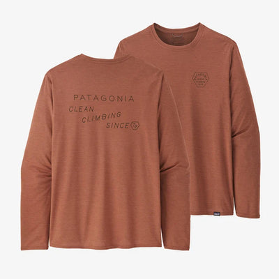 Patagonia Men's L/S Cap Cool Daily Graphic Shirt-Men's Accessories-Clean Climp Type: Sisu Brown X-Dye-S-Kevin's Fine Outdoor Gear & Apparel