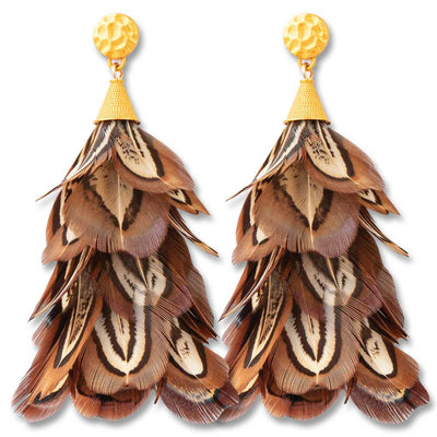 Brackish Marjan Pheasant Feather Earrings-JEWELRY-MARJAN-Kevin's Fine Outdoor Gear & Apparel