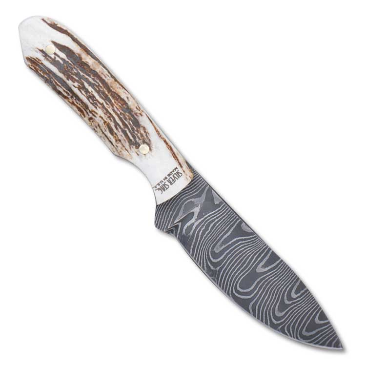 Silver Stag Twist Damascus Knife