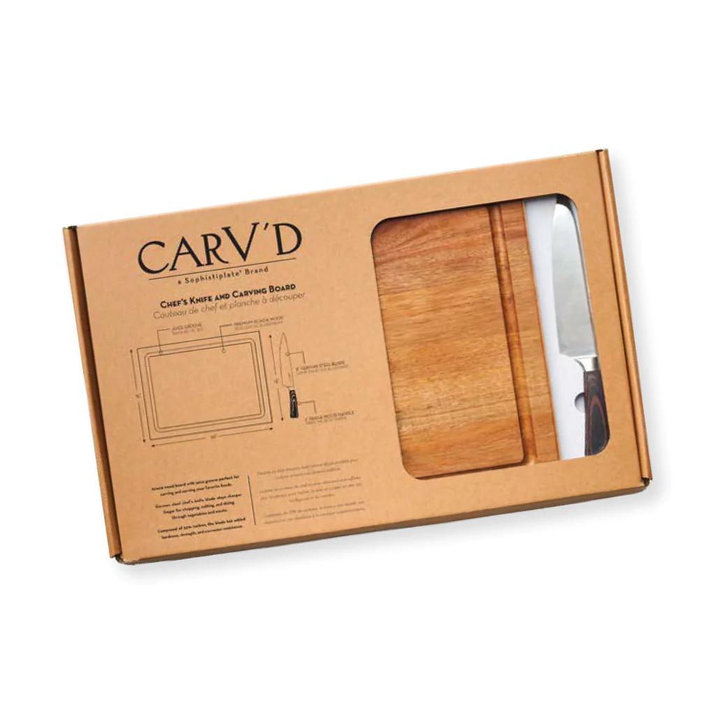 Carv'd Acacia Rectangle Carving Board with 13" Chef Knife-Home/Giftware-Kevin's Fine Outdoor Gear & Apparel