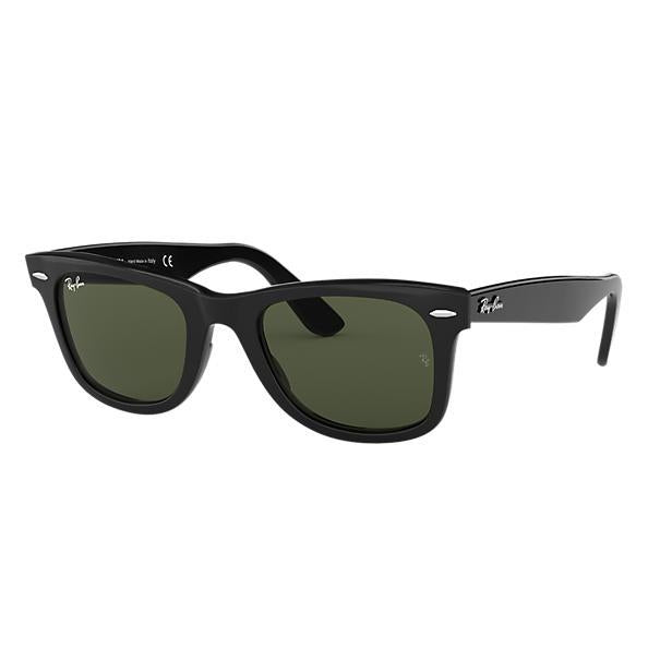 Ray Ban Original Wayfarer Sunglasses-SUNGLASSES-Green Classic-Polished Black-Kevin's Fine Outdoor Gear & Apparel