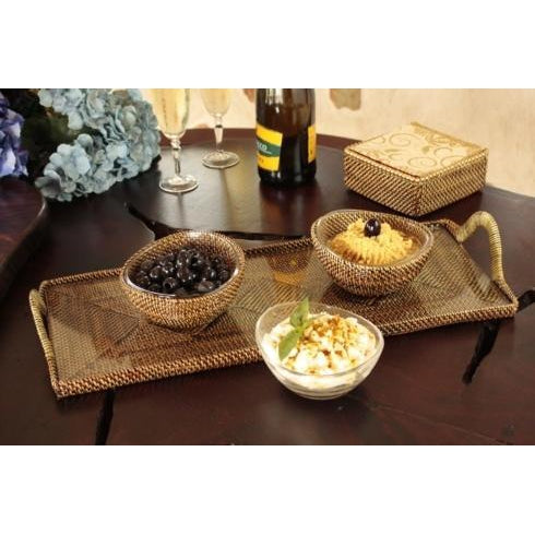 Wicker Round Bowl with Crescent Glass-Home/Giftware-Kevin's Fine Outdoor Gear & Apparel