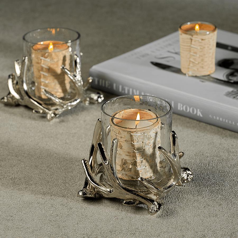 Antler Metal & Glass Candle Holder-HOME/GIFTWARE-Kevin's Fine Outdoor Gear & Apparel