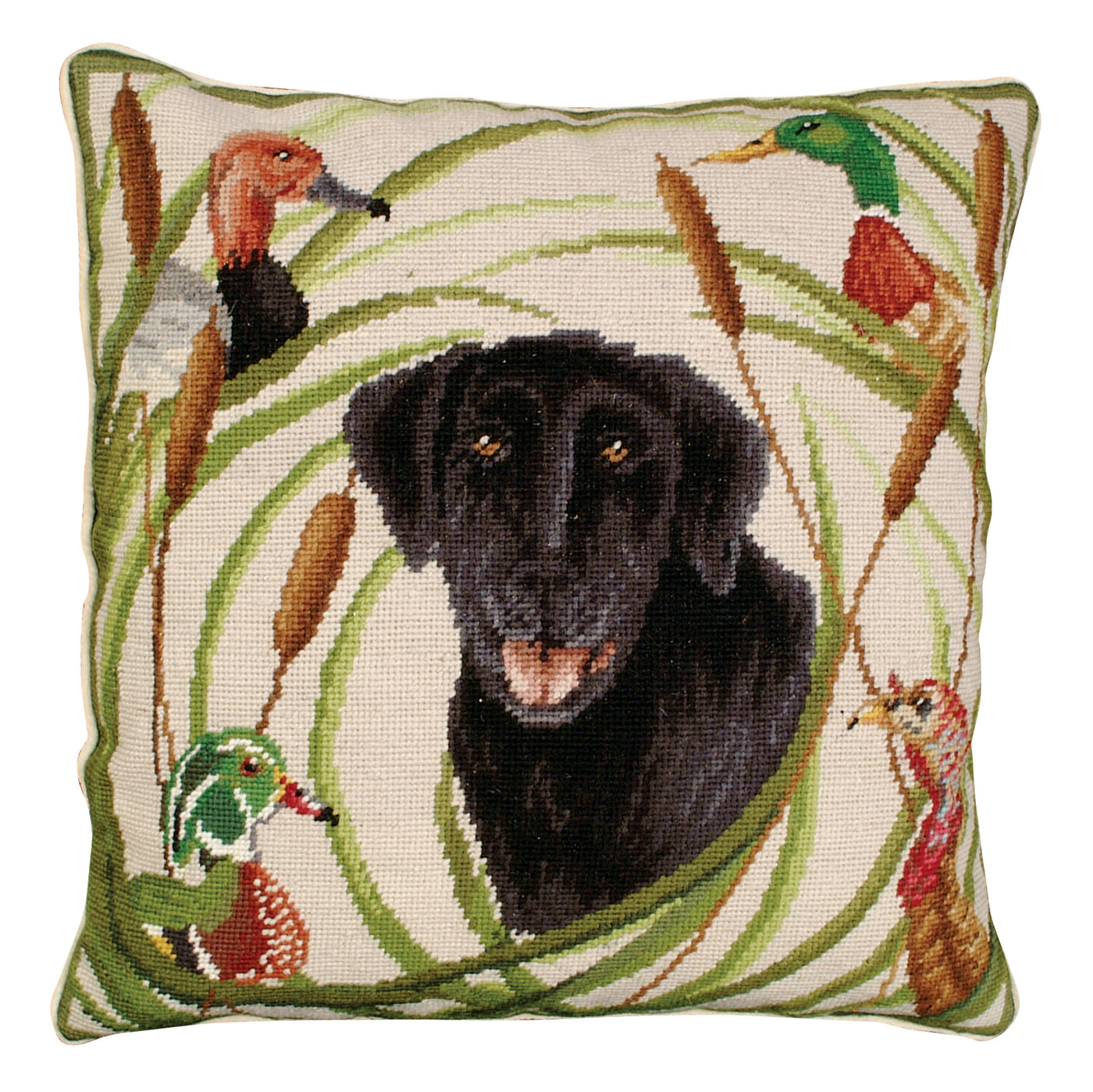 Sporting Black Lab 18 x 18 Needlepoint Pillow-Home/Giftware-Kevin's Fine Outdoor Gear & Apparel