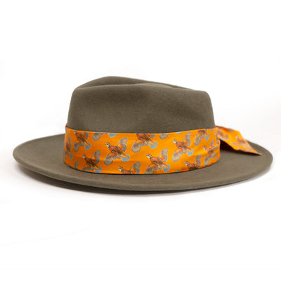 Kevin's Sporting Silk Ribbon Hat Band-Women's Accessories-Orange/Quail-Kevin's Fine Outdoor Gear & Apparel