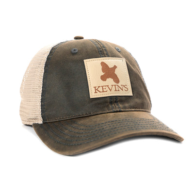 Kevin's Washed Mesh Leather Patch Cap-Men's Accessories-Brown/Khaki-Kevin's Fine Outdoor Gear & Apparel
