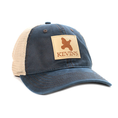 Kevin's Washed Mesh Leather Patch Cap-Men's Accessories-Navy/Khaki-Kevin's Fine Outdoor Gear & Apparel