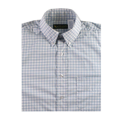 Kevin's Performance Short Sleeve Button Down Shirts-Men's Clothing-BLUE CHAMBRAY PLAID-M-Kevin's Fine Outdoor Gear & Apparel