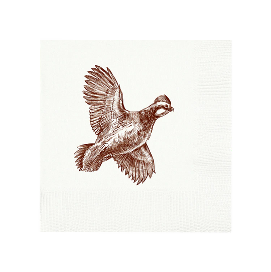 Kevin's Custom Cocktail Napkins-HOME/GIFTWARE-QUAIL on WHITE-Kevin's Fine Outdoor Gear & Apparel