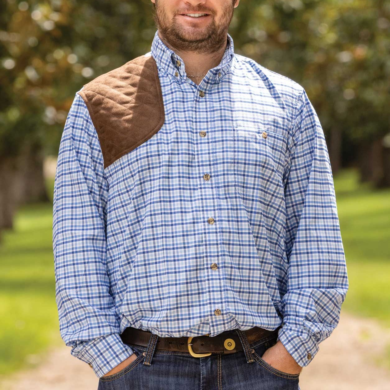 Kevin's Dark Blue Performance Long Sleeve Shooting Shirt-MENS CLOTHING-Kevin's Fine Outdoor Gear & Apparel