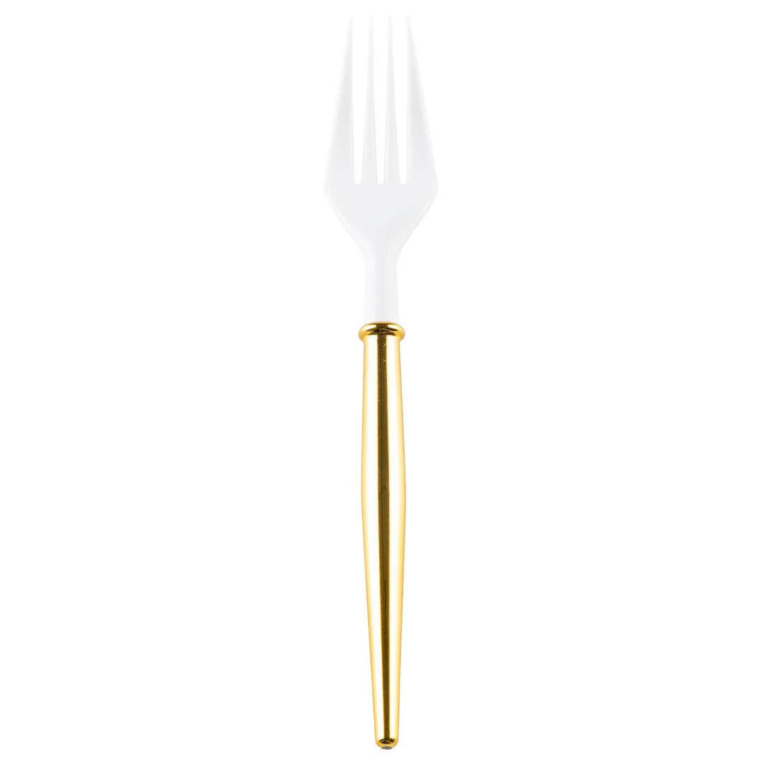 Gold Bella Plastic Cocktail Forks 20 pc-Home/Giftware-White / Metallic Gold-Kevin's Fine Outdoor Gear & Apparel