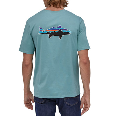 Patagonia Men's Fitz Roy Organic T-Shirt-MENS CLOTHING-Upwell Blue w/Fitz Roy Redfish-S-Kevin's Fine Outdoor Gear & Apparel