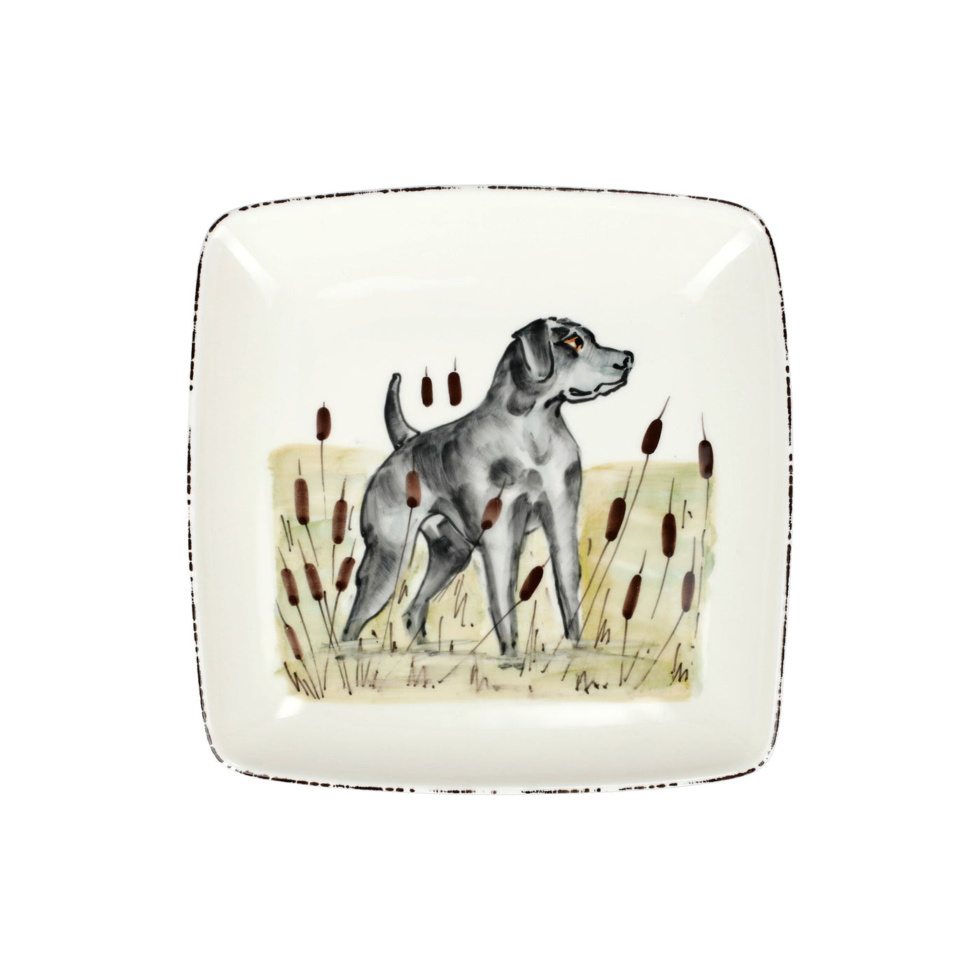 Vietri Wildlife Black Hunting Dog Square Platter-Home/Giftware-Black Lab-Kevin's Fine Outdoor Gear & Apparel