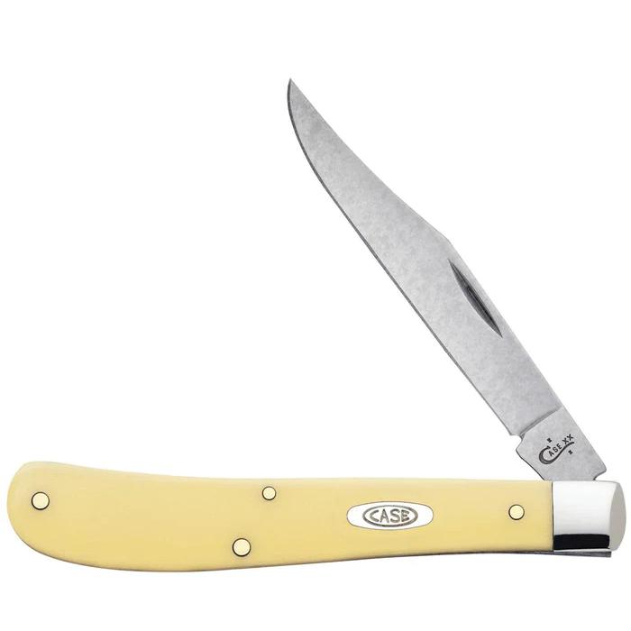 Case 00031 Yellow Synthetic Smooth CS Slimline Trapper-Knives & Tools-Kevin's Fine Outdoor Gear & Apparel
