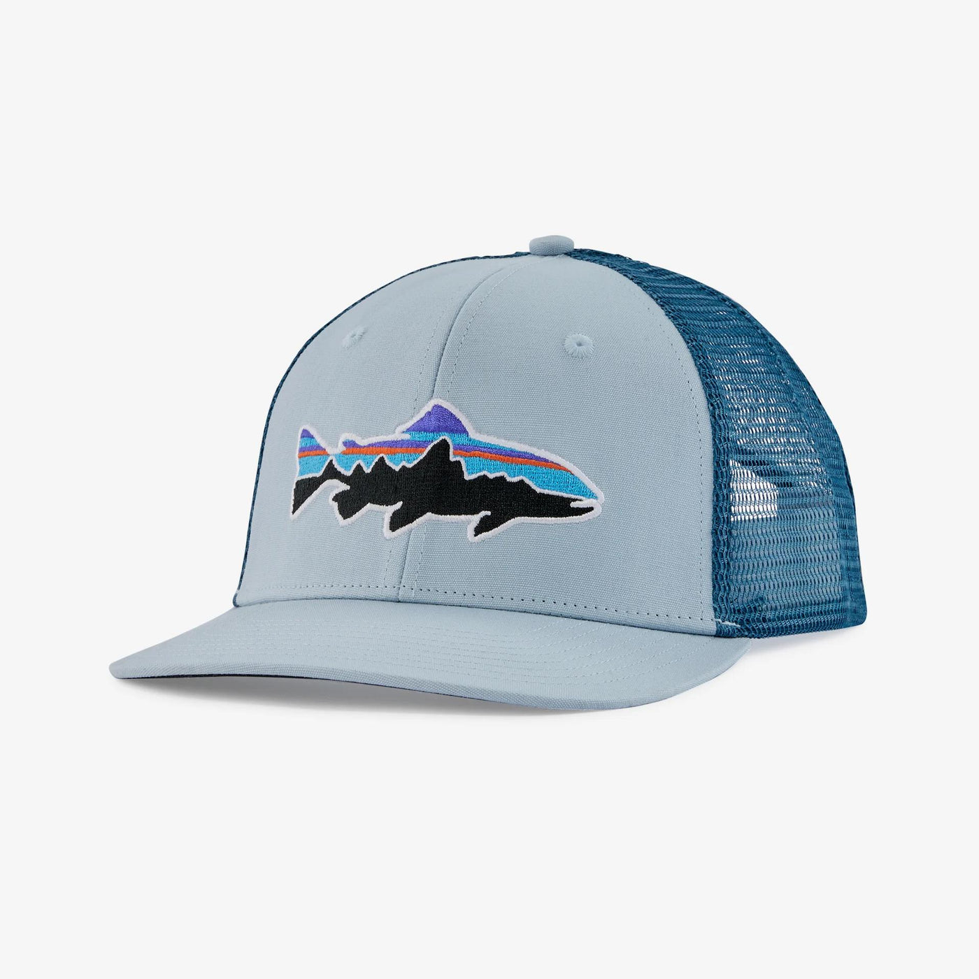 Patagonia Fitz Roy Trout Trucker Hat-Men's Accessories-Steam Blue-Kevin's Fine Outdoor Gear & Apparel