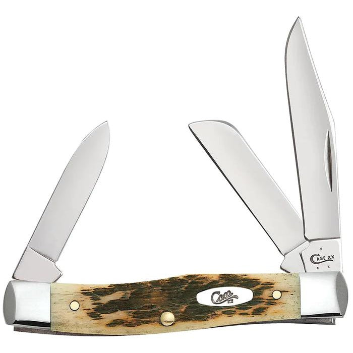 Case 00079 Peach Seed Jig Amber Bone CS Medium Stockman with Pen Blade-Knives & Tools-Kevin's Fine Outdoor Gear & Apparel