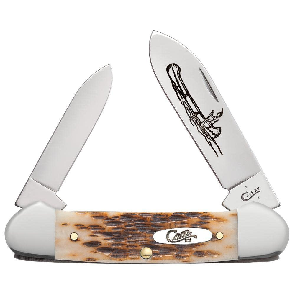 Case 00263 Amber Bone Peach Seed Jig CS Canoe-Knives & Tools-Kevin's Fine Outdoor Gear & Apparel
