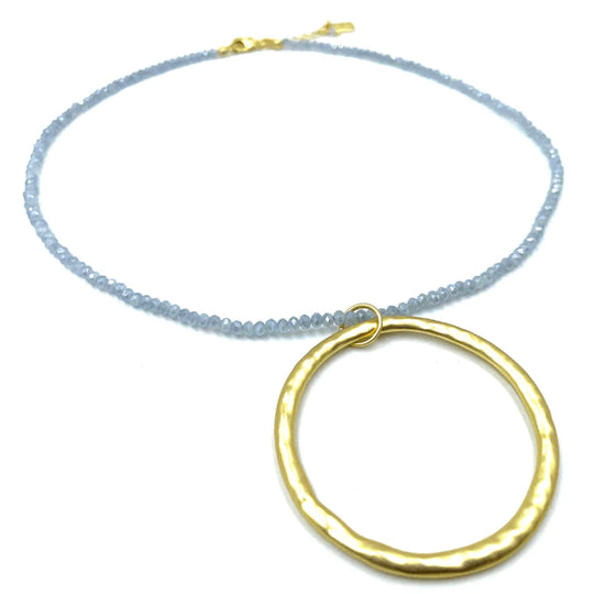 Big Gold Bead Statement Necklace-Jewelry-Pale Blue-Kevin's Fine Outdoor Gear & Apparel