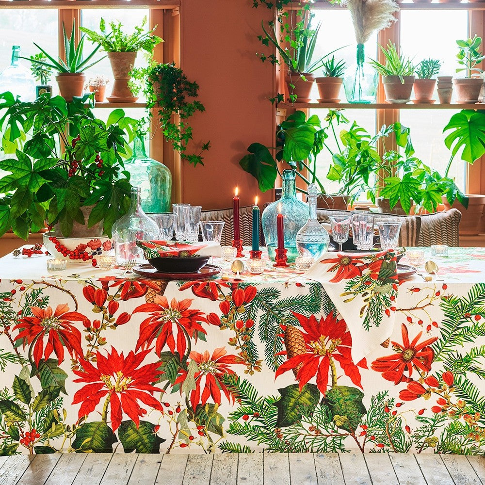 Poinsettias Vintage Tablecloth-HOME/GIFTWARE-Kevin's Fine Outdoor Gear & Apparel