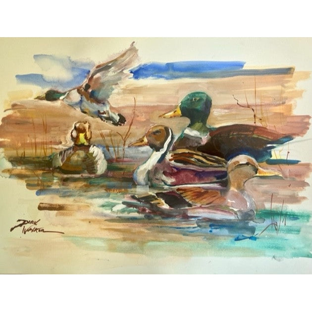 Dirk Walker "Ducks Sharing a Pond" Giclee Print-Home/Giftware-Kevin's Fine Outdoor Gear & Apparel