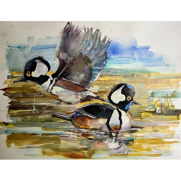 "Pair of Hooded Mergansers" Painting by Dirk Walker-Home/Giftware-Kevin's Fine Outdoor Gear & Apparel